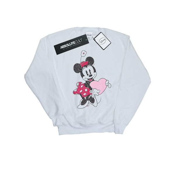 Disney Dam/Kvinnor Minnie Mouse Love Heart Sweatshirt M Vit White M