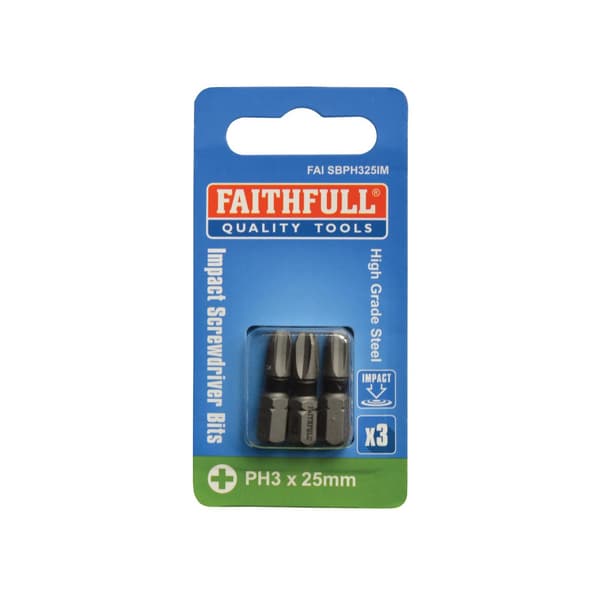 Faithfull Slagskruvmejselbits, Phillips PH3 x 25mm Multi Co Multi Colour PH3 x 25mm