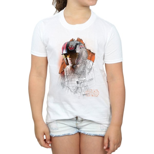 Star Wars Girls The Last Jedi Poe Dameron Borstad Bomull T-Shir White 7-8 Years