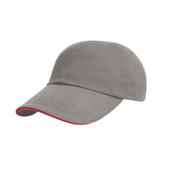 Result Herr Tung Borstad Bomull Sandwich Peak Baseball Cap One Grey/Red One Size