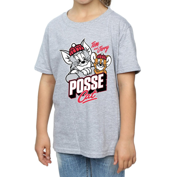 Tom And Jerry Girls Posse Cat Bomull T-shirt 7-8 År Sport Grå Sports Grey 7-8 Years