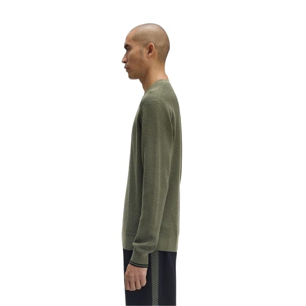 Fred Perry Herrtröja med broderad logotyp i våffelstickning XL Grön Green XL