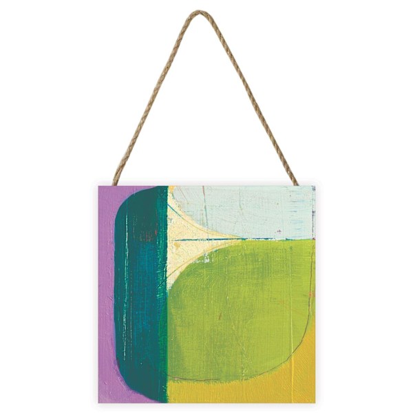 Joanne Last Abstract 3 Träblock 20cm x 20cm Grön/Grå/Lila Green/Grey/Purple 20cm x 20cm