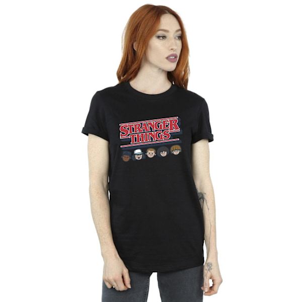 Netflix Dam/Kvinnor Stranger Things Karikatur Logo Bomull Boyfriend T-Shirt L Svart Black L