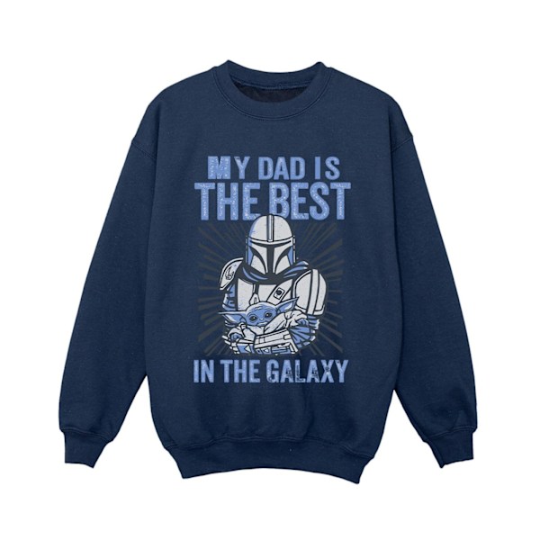 Star Wars Boys Mandalorian Bästa Pappa Sweatshirt 5-6 År Marinblå B Navy Blue 5-6 Years