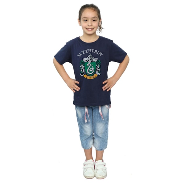 Harry Potter T-shirt för flickor med Slytherins emblem i bomull, 9-11 år, marinblå Navy Blue 9-11 Years