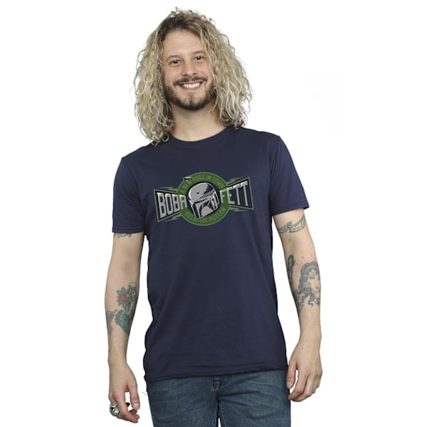 Star Wars: The Book Of Boba Fett Mens New Outlaw Boss T-Shirt L Navy Blue L