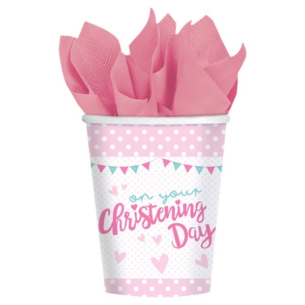 Amscan On Your Christening Day Cups (Förpackning om 8) One Size Rosa Pink One Size