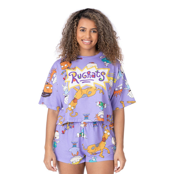Rugrats Dam/Kvinnor All-Over Tryck Kort Pyjamasset XL Lila Purple XL