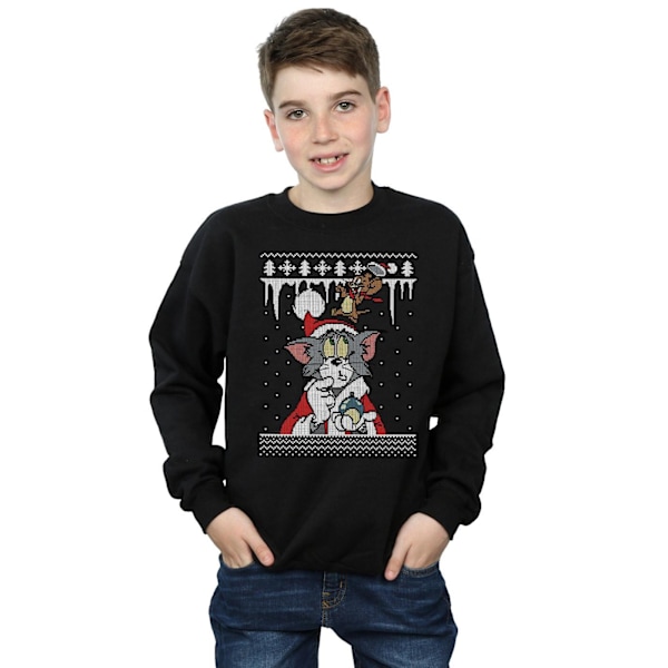 Tom And Jerry Pojkar Jul Fair Isle Sweatshirt 5-6 År Svart Black 5-6 Years
