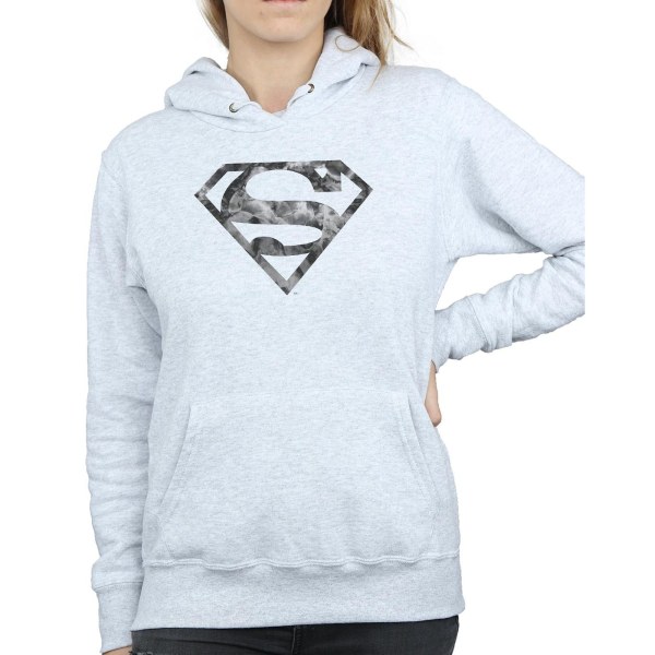 DC Comics Dam/Kvinnor Superman Marmorlogotyp Hoodie S Heather G Heather Grey S