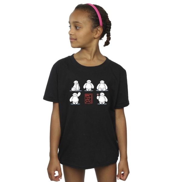 Disney Girls Big Hero 6 Baymax Many Poses T-shirt i bomull 5-6 Ye Black 5-6 Years