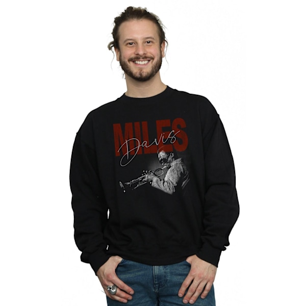 Miles Davis Herr Distressed Foto Sweatshirt S Svart Black S