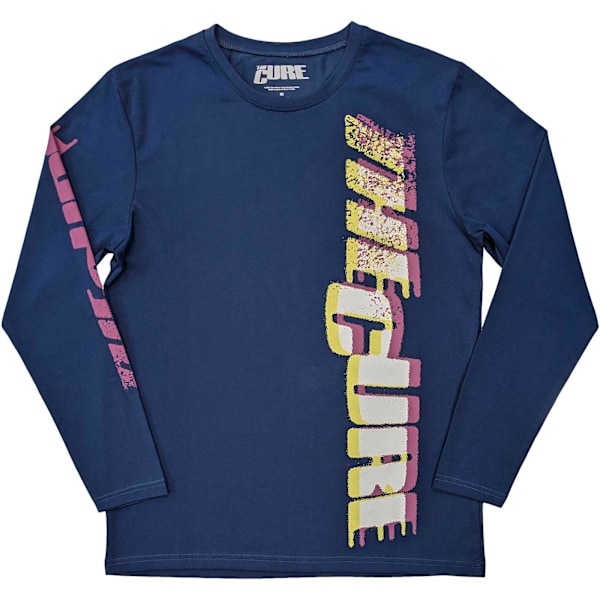 The Cure Unisex Adult Glitch Cotton Logo Long-Sleeved T-Shirt X Denim Blue XL