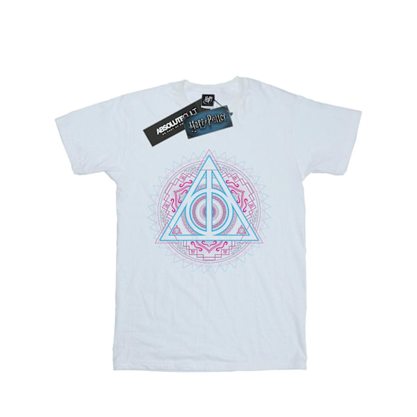 Harry Potter Boys Neon Deathly Hallows T-shirt 7-8 år Vit White 7-8 Years