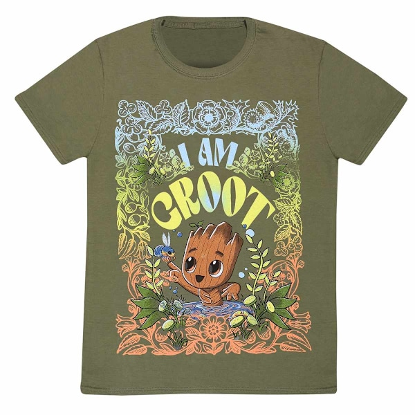 Guardians Of The Galaxy Unisex Vuxen I Am Groot Sjuttiotalsstil Olive XXL