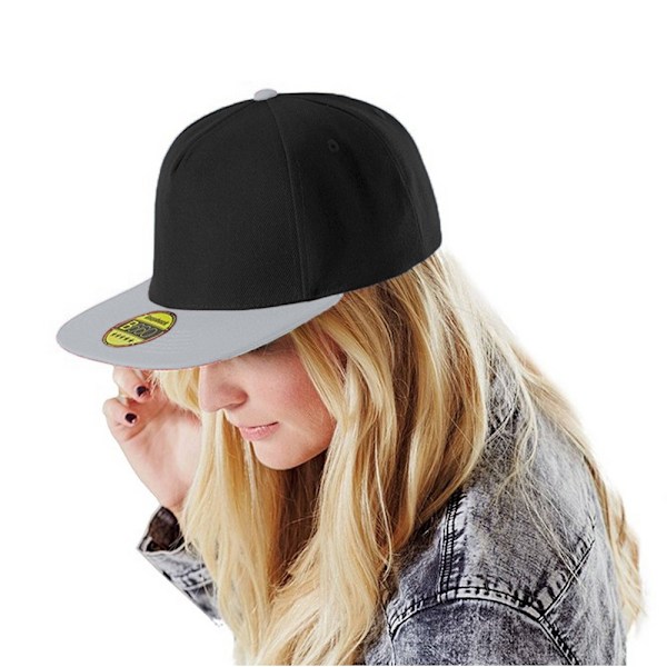 Beechfield Unisex Original Flat Peak Snapback Cap (2-pack) O Black/Light Grey One Size