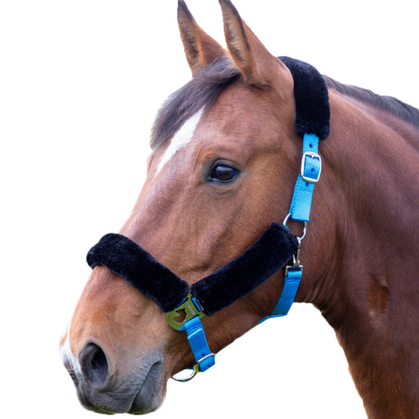 Shires Fleecefodrad hästhuvudkrage ponnyblå Blue Pony