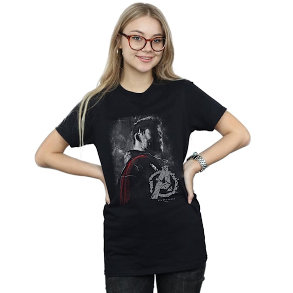 Marvel Dam/Damer Avengers Endgame Thor Borstad Bomull Pojkvän T-shirt Black L