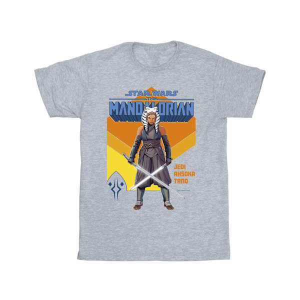 Star Wars T-shirt i bomull för flickor, The Mandalorian Jedi Ahsoka Tano Sports Grey 12-13 Years