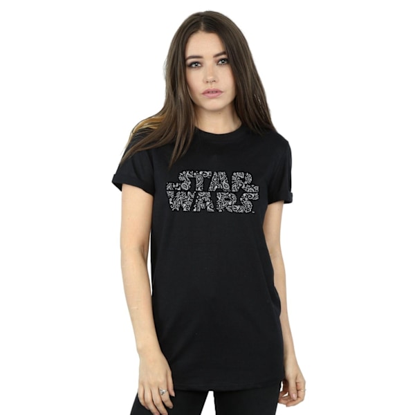 Star Wars Paisley-logotyp bomullst-shirt för kvinnor/damer, pojkvänmodell, M Black M