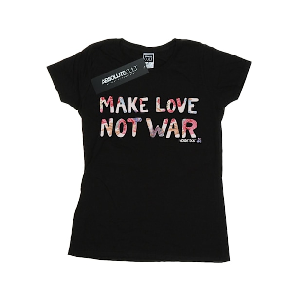 Woodstock Womens/Ladies Make Love Not War Blommig Bomull T-shirt Black L