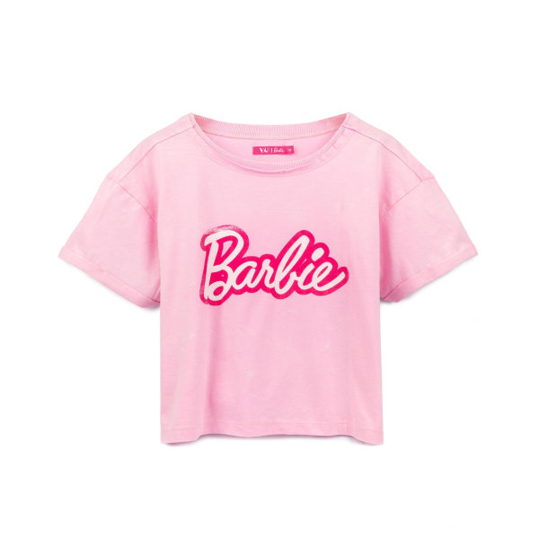 Barbie Dam/Dam Distressed Logo Crop Top XL Rosa Pink XL