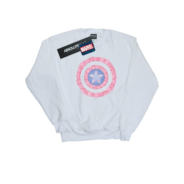 Marvel Womens/Ladies Captain America Flowers Shield Sweatshirt White XL