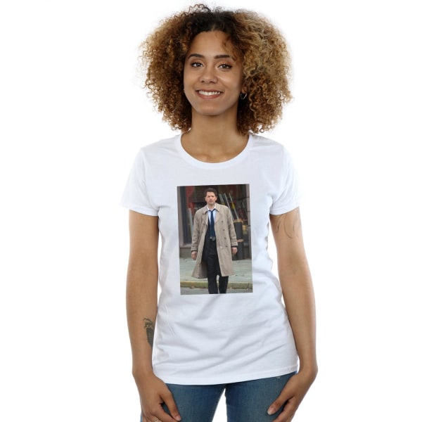Supernatural Dam/Kvinnor Castiel Foto Bomull T-shirt M White M