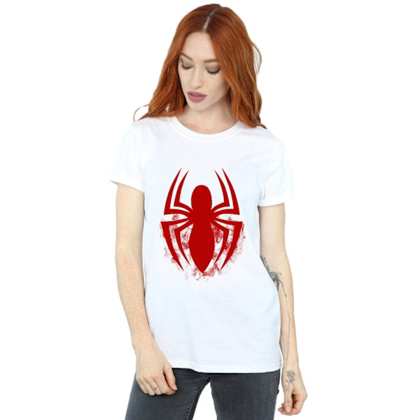 Marvel Dam/Kvinnor Spider-Man Logo Emblem Bomull Boyfriend T- White XXL