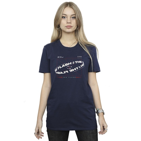 DC Comics Dam/Kvinnor The Flash Graph Bomull Boyfriend T-Shir Navy Blue L