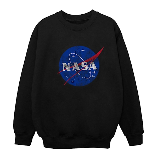 NASA Girls Distressed Logo Bomullströja 5-6 År Svart Black 5-6 Years