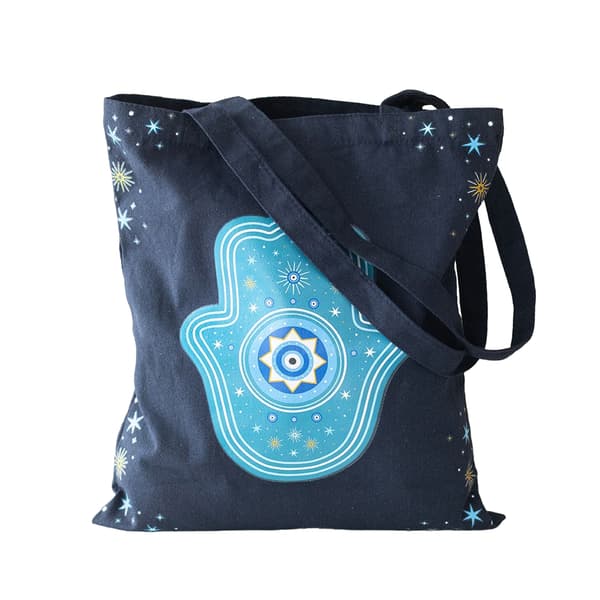 Something Different Hand of Hamsa Polycotton Tygväska One Size Black/Blue/Light Blue One Size