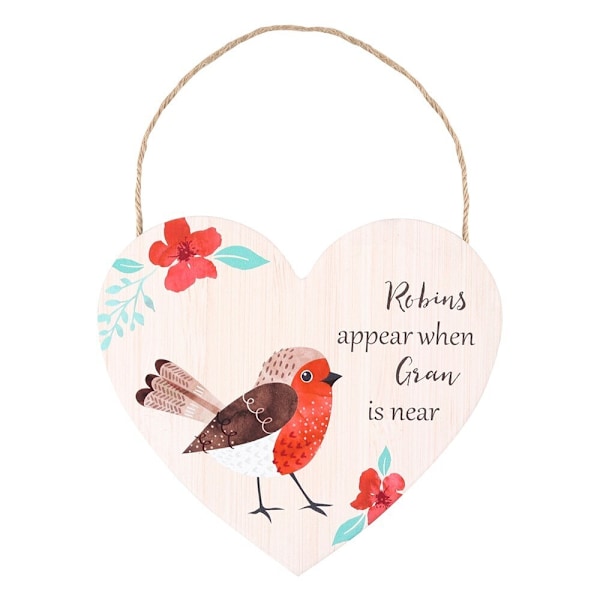 Something Different Gran Robin Hjärtformad Plakett One Size Cream/Röd/ Cream/Red/Brown One Size