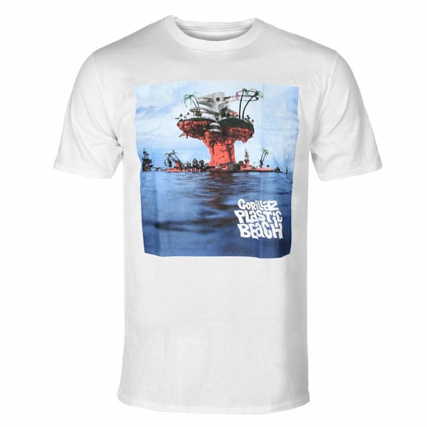 Gorillaz Unisex Adult Plastic Beach Cotton T-Shirt M Vit White M