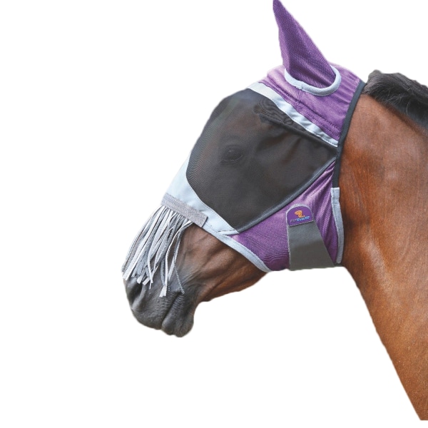 Shires Deluxe Horse Flugmask med öron & Nose Fringe Cob Lila Purple Cob