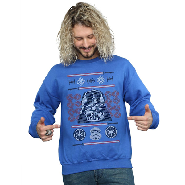 Star Wars Herr Jul Vader Huvud Fair Isle Tröja 4XL Ro Royal Blue 4XL