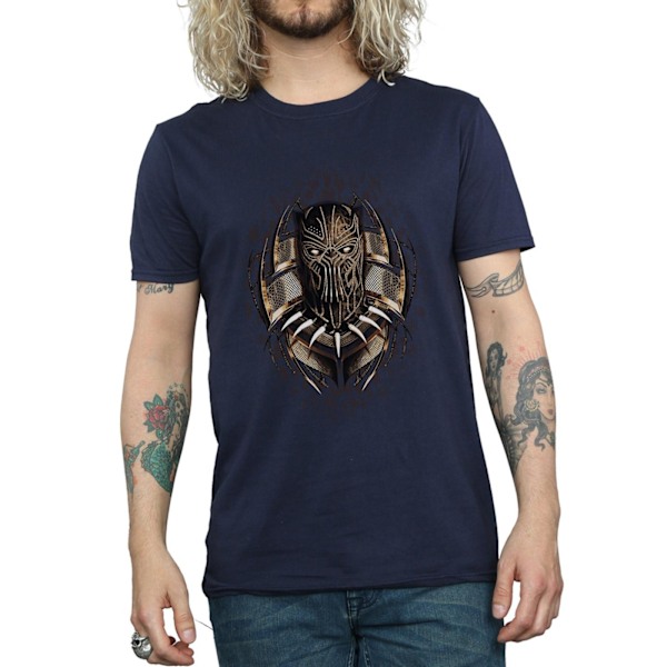 Marvel Herr Svart Panter Guld Killmonger T-shirt XXL Marinblå Navy Blue XXL