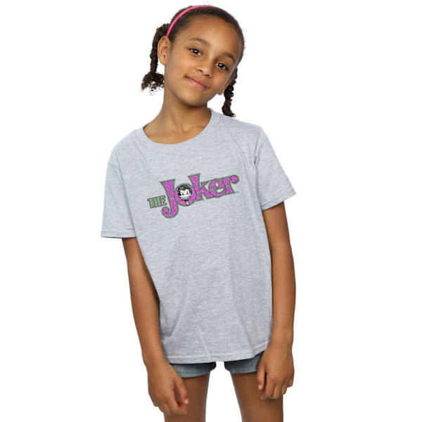 DC Comics Girls The Joker Crackle Logo Bomull T-shirt 7-8 år Sports Grey 7-8 Years