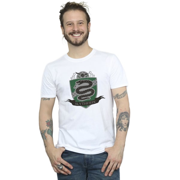 Harry Potter T-shirt för män med Slytherin-bröstmärke, 3XL, vit White 3XL