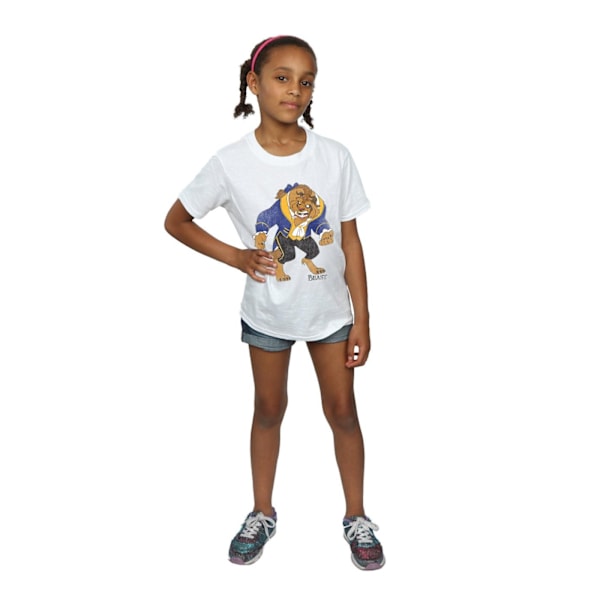 Disney Girls Beauty And The Beast Classic Beast Bomull T-shirt White 7-8 Years
