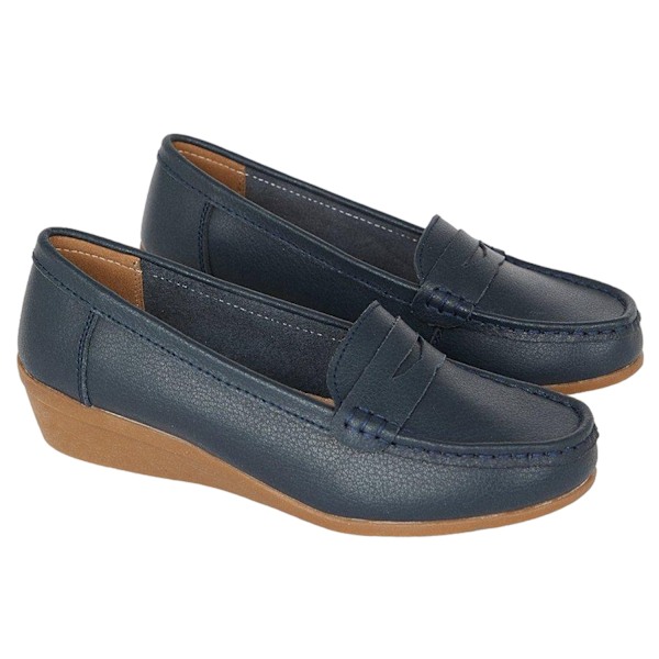 Good For The Sole Dam/Kvinnor Niamh Läder Bred Loafers 5 UK Navy 5 UK