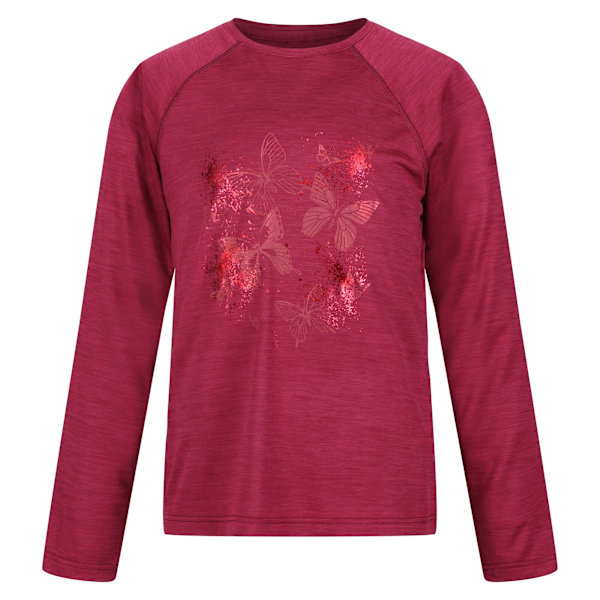 Regatta Barn/Barn Burnlee Butterflies Marl Långärmad T-shirt Rumba Red 7-8 Years