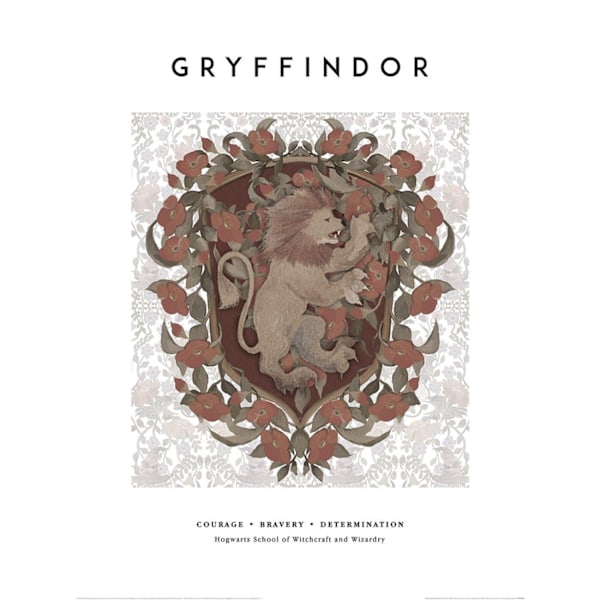 Harry Potter Gryffindor Tryck 80cm x 60cm Brun/Grå Brown/Grey 80cm x 60cm