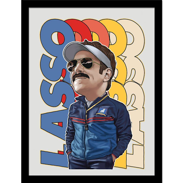 Ted Lasso Bobble Head Inramad Poster 40cm x 30cm Blå/Röd/Gul Blue/Red/Yellow 40cm x 30cm