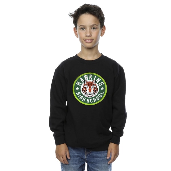 Netflix Boys Stranger Things Hawkins Tiger Circle Sweatshirt 12 Black 12-13 Years