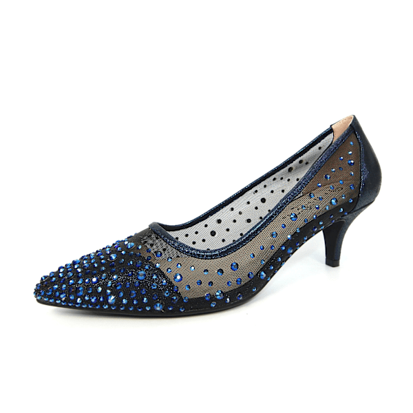 Lunar Dam/Dam Alisha Faux Gemstone Court Shoes 5 UK Marinblå Navy 5 UK