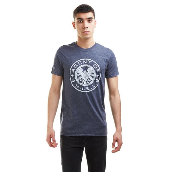 Marvel Mens Shield T-Shirt L Heather Navy Heather Navy L