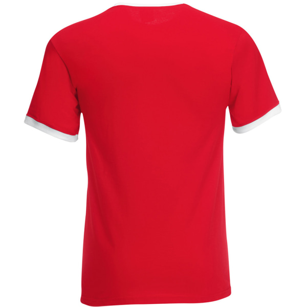 Fruit Of The Loom Herr T-shirt med kort ärm och ringad hals, 2XL, röd/vit Red/White 2XL