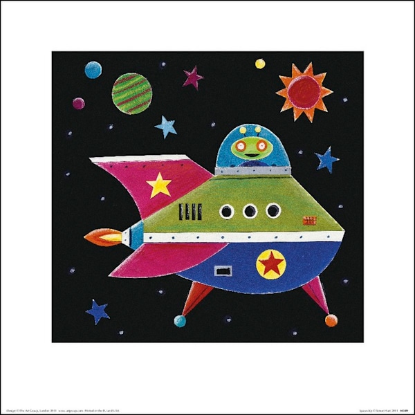 Simon Hart Spaceship II Papperstryck 30cm x 30cm Marinblå/Gul/Röd Navy/Yellow/Red 30cm x 30cm
